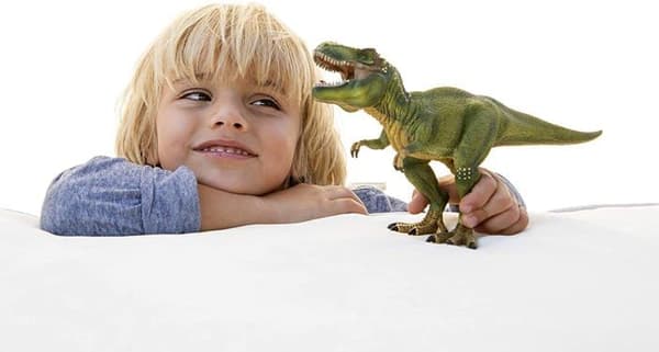 Figur för T-Rex grön, Tyrannosaurus Rex med rörlig käke, dinosaurieleksak för barn, från 4 år, Schleich 14525 DINOSAURER