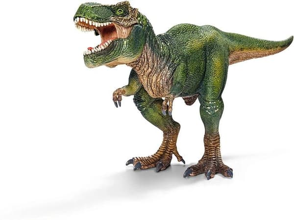 Figur för T-Rex grön, Tyrannosaurus Rex med rörlig käke, dinosaurieleksak för barn, från 4 år, Schleich 14525 DINOSAURER