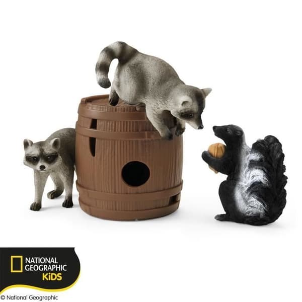 Spel - SCHLEICH - WILD LIFE - Raccoons and skunk - Multicolor