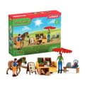 Miniatyrbild 1 av 6: Mobilt gårdsstall, gårdslekset med bondfigurer, häst- och godsstall, gårdsdjurleksaker för barn
