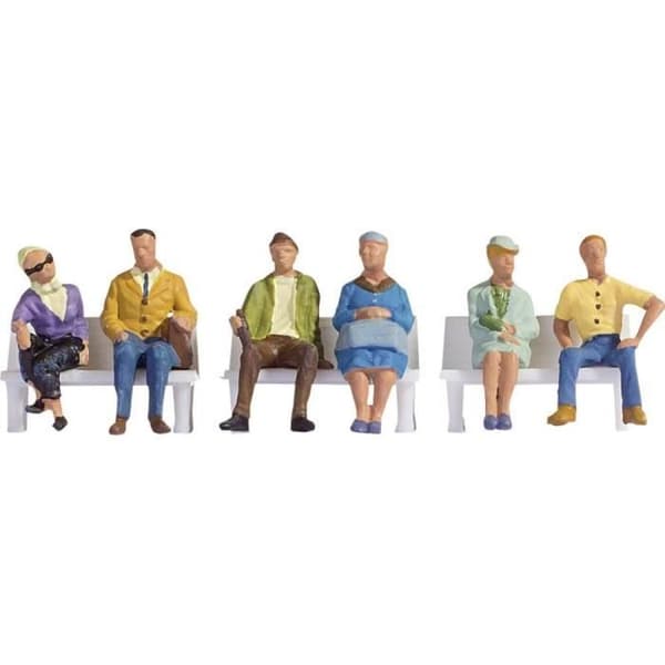 Figurer - NOCH - 15532 - H0 sittande - 6 målade figurer - Från 15 år Multifärg