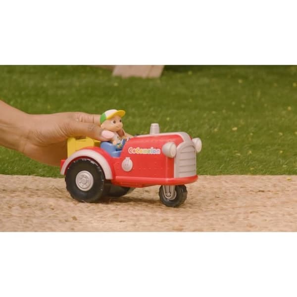 Miniatyrfigur - BANDAI - CoComelon Röd musiktraktor - musiktraktor och dess figur 7 cm - WT0038