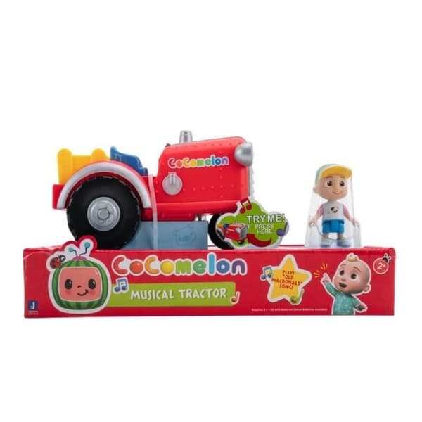 Miniatyrfigur - BANDAI - CoComelon Röd musiktraktor - musiktraktor och dess figur 7 cm - WT0038