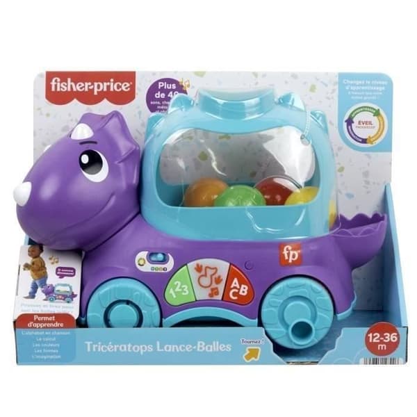 Fisher-Price Pull Along Triceratops bollkastare och musikleksak HNR56