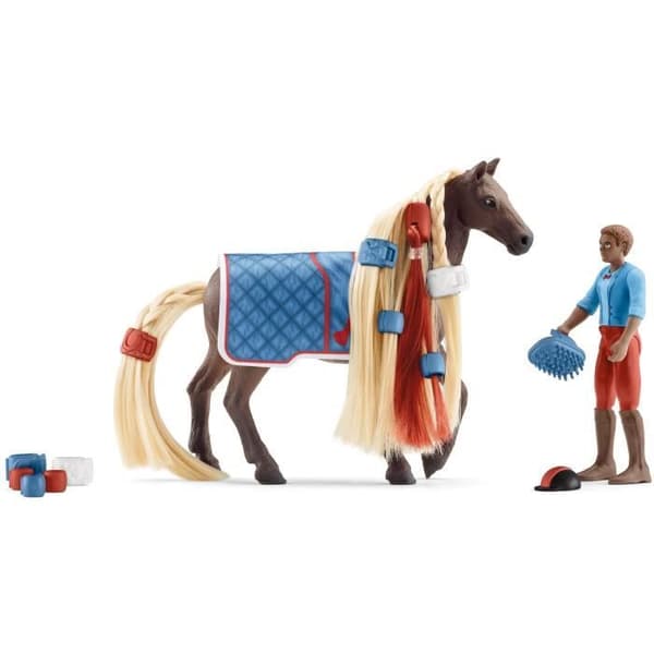 Leo and Rocky Hairdressing Horse Box - Sofia's Beautys Horse Figurines - 18 delar leksakslåda - Maned Horses