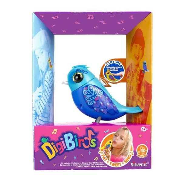 SILVERLIT DIGIBIRDS Interactive Bird - Whistles 60 Nursery Rhymes - Reagerar på röst och rör sig realistiskt