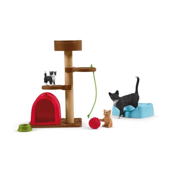 Coffret Lekeområde för gulliga katter, djurfigurer med katter, för barn från 3 år, Schleich 42501 Farm World