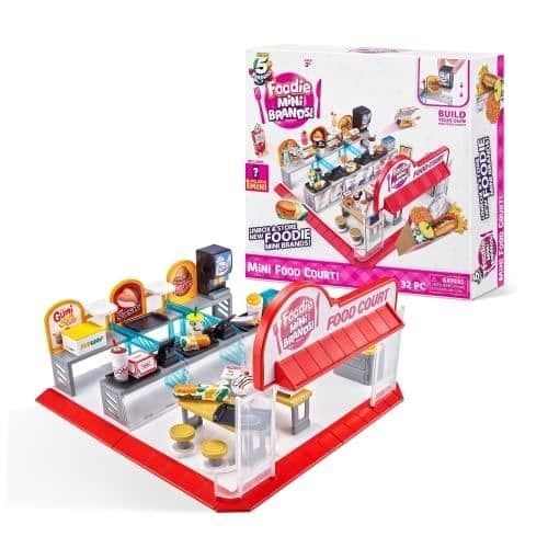 5 SURPRISE FOODIE MÄRKEN MINI FOOD COURT RESTAURANG MED 1 MINIATYR E