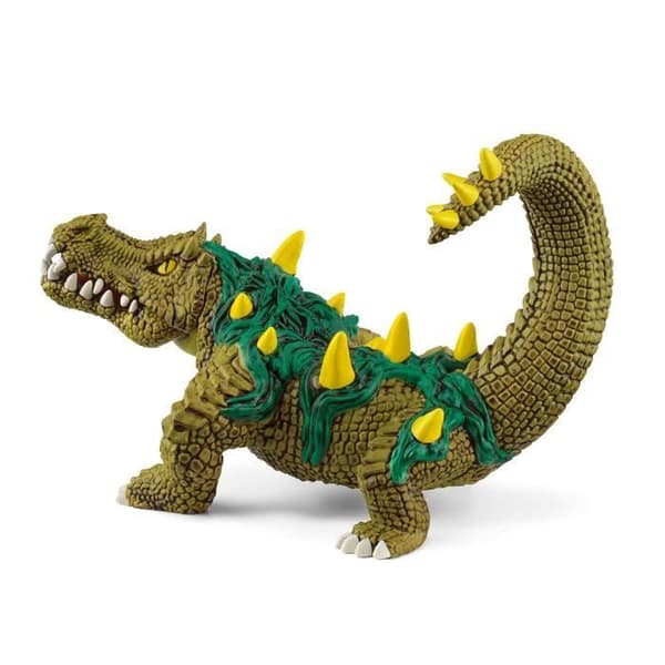 Swamp Monster Figure - Ultrarealistisk och hållbar krokodilleksak med gröna fjäll och häftiga tänder present till pojkar