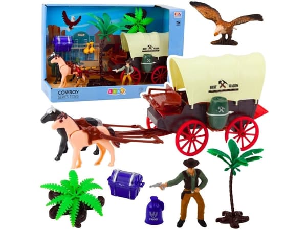 Cowboy Set Westernvagnar Figurer Hästar Cowboy Palmer LEAN Leksaker