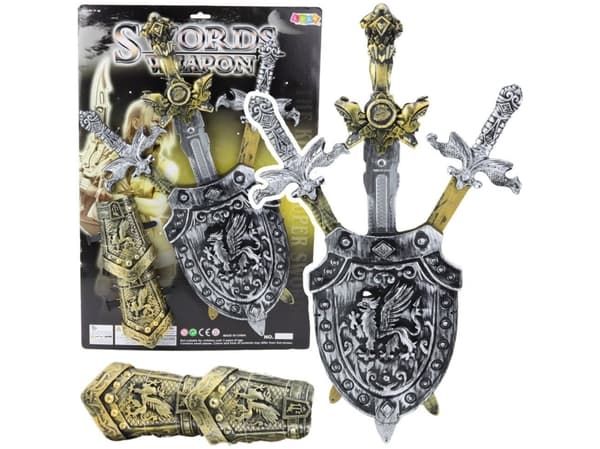 Knight Set 3 Swords Shield Protectors Realistiske dekorasjoner