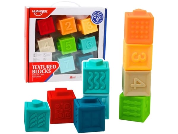 Gummiklossar för småbarn med sensorisk utbildning Siffror Djur Mönster 8el LEAN Toys