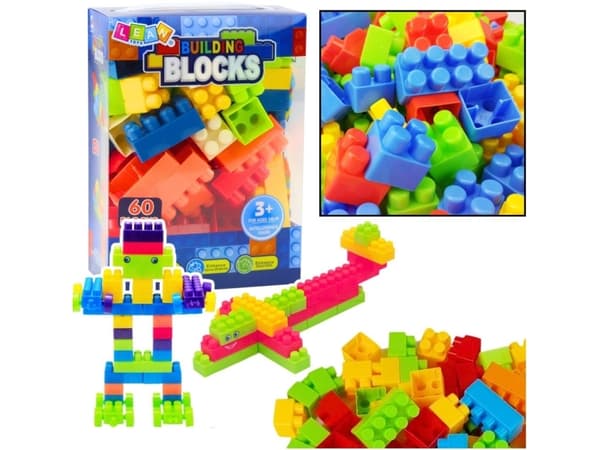 Blocks In Box Educational Large Construction Set Colorful 60 Elements.