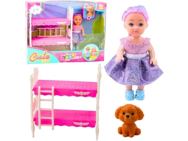 Mini Dolly Dressed Crib Double-decker hundesett