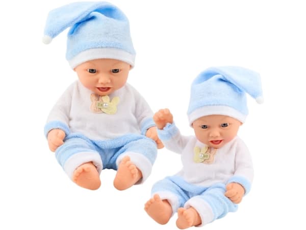Baby Doll i blå pyjamas Mössa med pompon