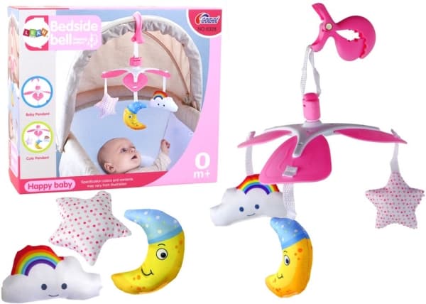 Batteridriven spjälsängskarusell Universal Clip Plush Hängsmycken Rosa