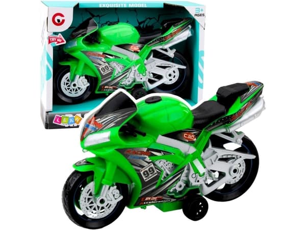 Racing Motorcykel Racer Drive Lampor Ljud Grön