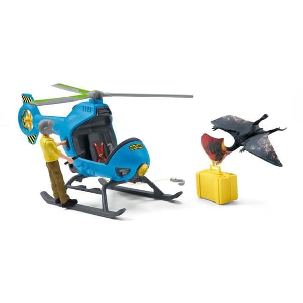 Ilmahyökkäys, Schleich-setti, jossa on 1 helikopteri, 1 ihmishahmo ja 1 tapejara-dinosaurus, lelusetti