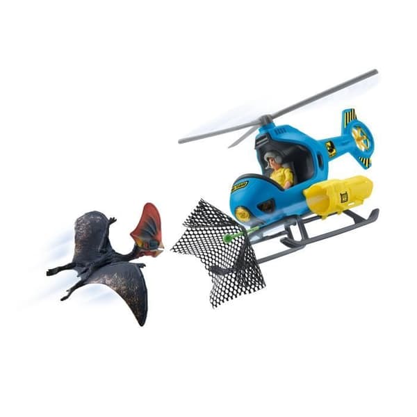 Ilmahyökkäys, Schleich-setti, jossa on 1 helikopteri, 1 ihmishahmo ja 1 tapejara-dinosaurus, lelusetti