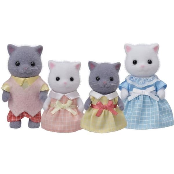 SYLVANIAN FAMILIES - Perserkatfamilie - 4 poserbare og påklædte figurer - Til børn fra 3 år