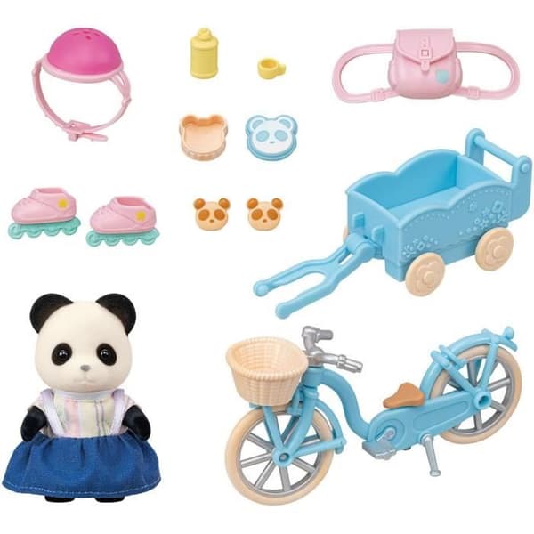 Pandapigen, hendes cykel og hendes trailer - SYLVANIAN FAMILIES - 5652 - For børn fra 3 år
