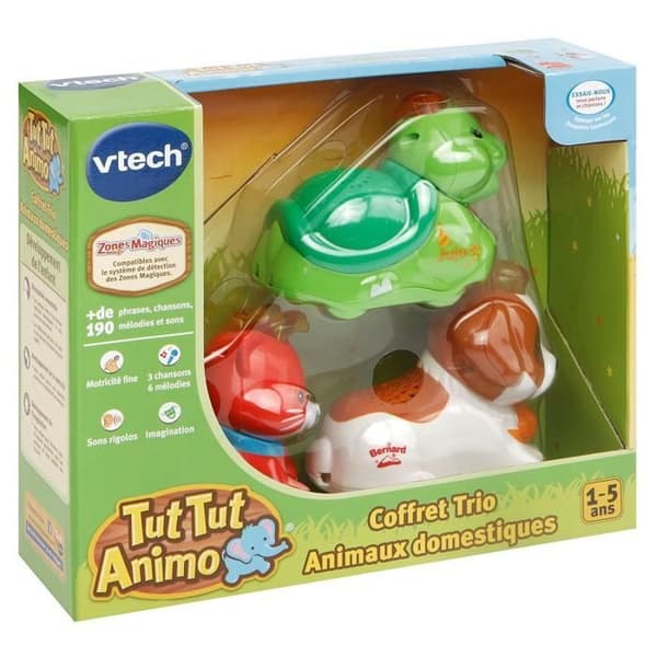 VTECH Tut Tut Animo Trio Sæt - Kæledyr - 3 talende og rullende dyr - Blandet - Fra 1 til 5 år