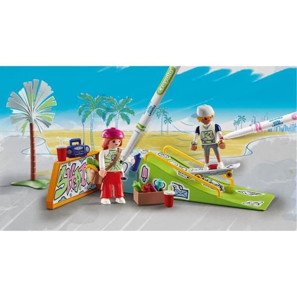 PLAYMOBIL 71515 Skateboardåkare med ramp, Färg, 44 delar, med Crayola-kritor, Från 6 år