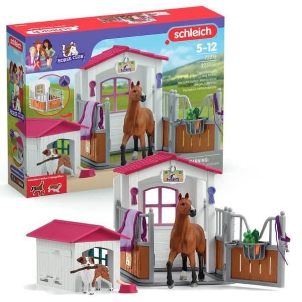 Æske med hannoveransk hoppe og australsk hyrdehund, hestefigur og tilbehør, SCHLEICH 72218 Horse Club, fra 5 år