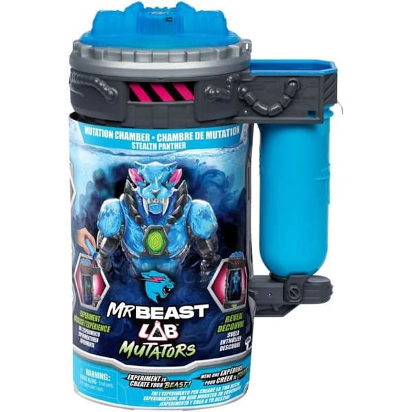 Leddet figur - MRBEAST LAB - Stealth Panther - 13 cm - Gennemsigtig blå krop - 20 ledpunkter