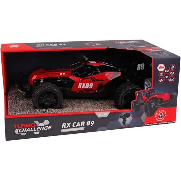 Fjernstyret bil - TURBO CHALLENGE - RX Car 89 093721 - Rød - 1/12 - Inkluderer genopladeligt batteri og batterier - Metal