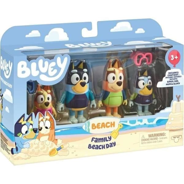 Bluey Rantaperhe (4 figuuria) - Miniatyyriuniversumi - MOOSE TOYS - 3-vuotiaasta alkaen