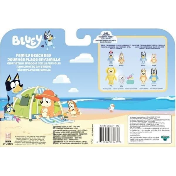 Bluey Rantaperhe (4 figuuria) - Miniatyyriuniversumi - MOOSE TOYS - 3-vuotiaasta alkaen
