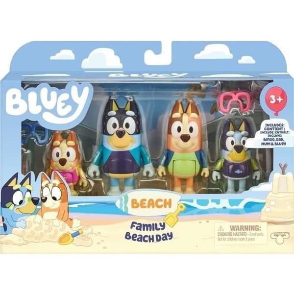 Bluey Rantaperhe (4 figuuria) - Miniatyyriuniversumi - MOOSE TOYS - 3-vuotiaasta alkaen