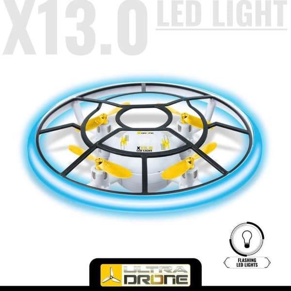Mondo Motors - Radiostyrd drönare - Ljuseffekter - UltraDrone X13 LED-lampa - Diameter 13 cm
