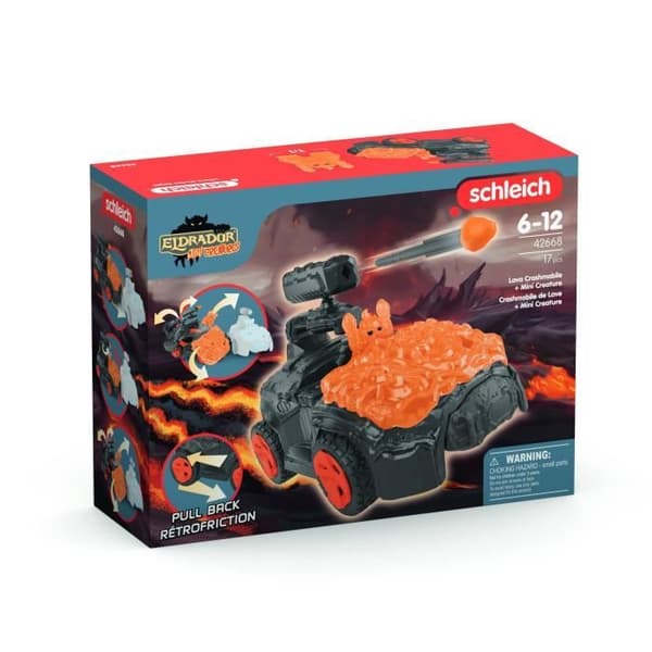 SCHLEICH - 42668 ELDRADOR CREATURES Lava Crashmobile med Mini Creature - Billegesæt med Fantasy Figur