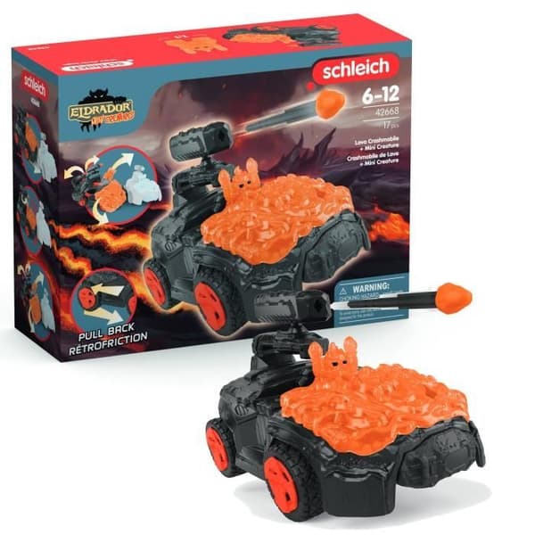 SCHLEICH - 42668 ELDRADOR CREATURES Lava Crashmobile med Mini Creature - Billegesæt med Fantasy Figur