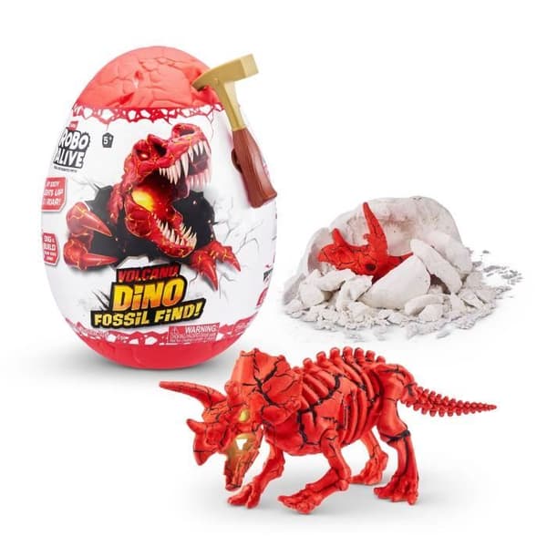 Gravespil - ZURU - ROBO ALIVE Vulkanfossilfind S2 - Dinosaurfossiler - Lyde og lys - Sten og sand