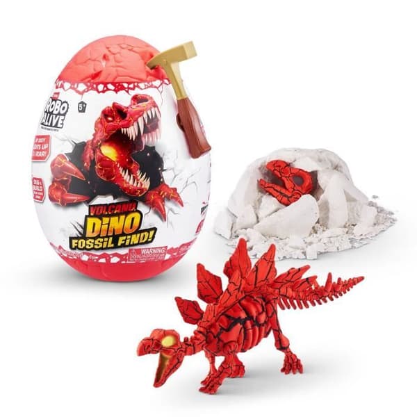 Gravespil - ZURU - ROBO ALIVE Vulkanfossilfind S2 - Dinosaurfossiler - Lyde og lys - Sten og sand