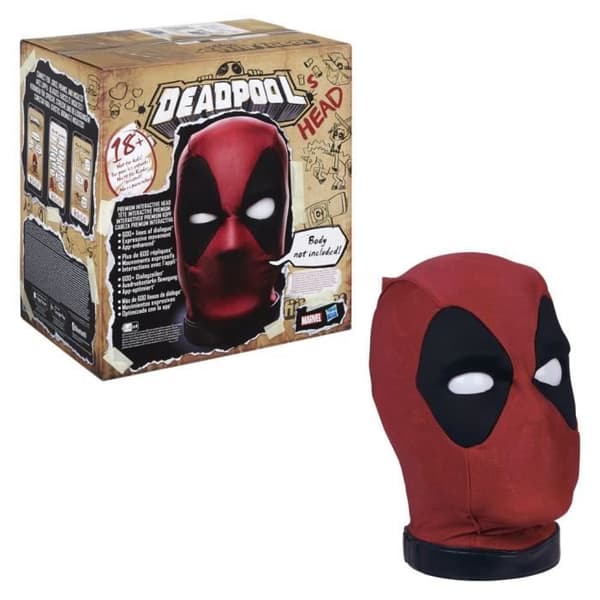Interaktivt Deadpool-hoved, bevægelser og samtaler, specialapp, samleobjekt for voksne, 600+ lyde og sætninger på engelsk, Marvel