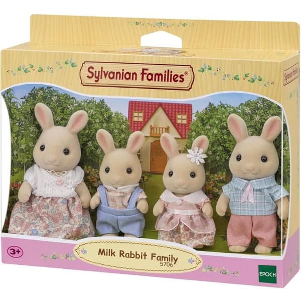 Docka - SYLVANIAN FAMILIES - Creme Rabbit-familjen - Artikulerad och omsorgsfullt klädd