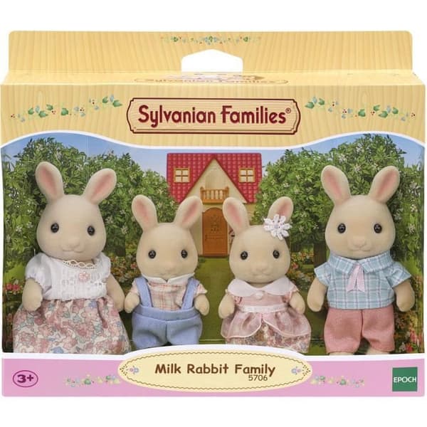 Dukke - SYLVANIAN FAMILIES - Creme Kaninfamilien - Artikuleret og omhyggeligt klædt