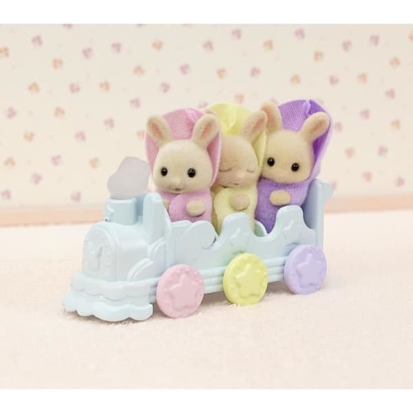 Miniaturefigurer - SYLVANIAN FAMILIES - 5707 - Creme Kanin-trillinger og badetilbehør
