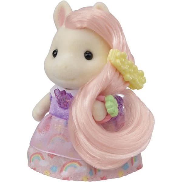 SYLVANIAN FAMILIES Ponypige-sminkebord - Joy med lyserødt hår - Hårtilbehør inkluderet