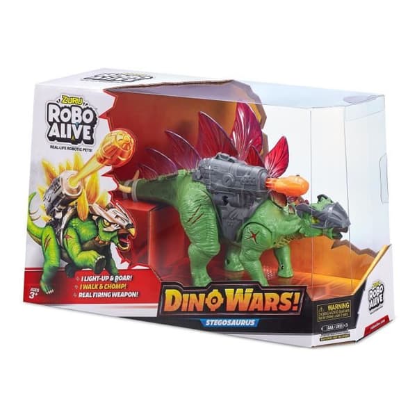 Dino Robotics - ZURU - Dino Wars Stegosaurus - Robo Alive Stegosaurus haarniskan, valolevyjen ja aseen kanssa