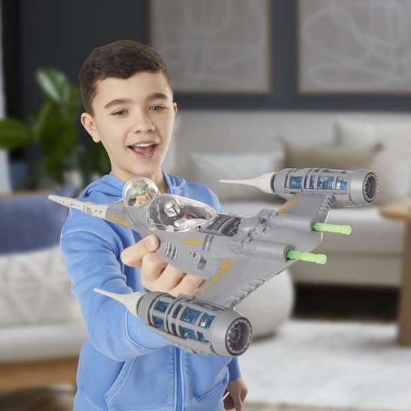 Mandalorians N-1 Starfighter, 10 cm Grogu- och Mandalorianfigurer, Leksak för barn från 4 år, Star Wars Epic Heroes