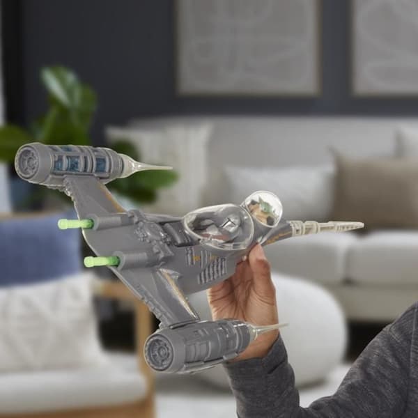 Mandalorians N-1 Starfighter, 10 cm Grogu- och Mandalorianfigurer, Leksak för barn från 4 år, Star Wars Epic Heroes