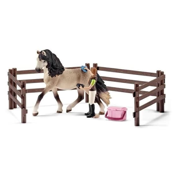 Andalusisk hästvårdskit, Schleich-set med 9 delar inklusive 1 Schleich-häst, figurset för barn