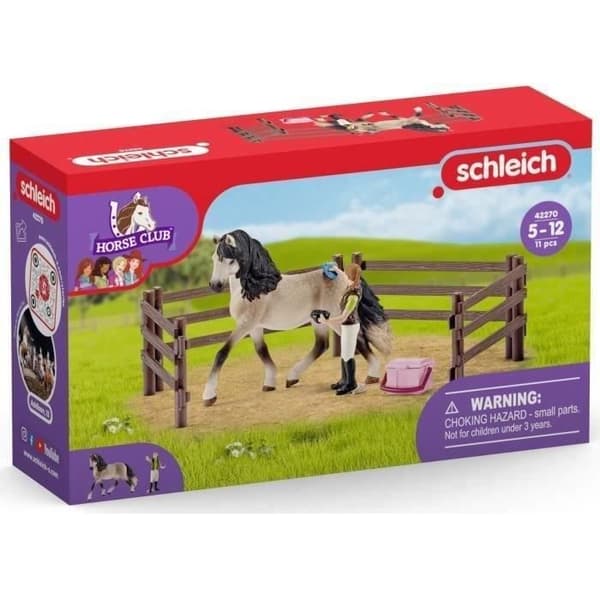 Andalusisk hästvårdskit, Schleich-set med 9 delar inklusive 1 Schleich-häst, figurset för barn