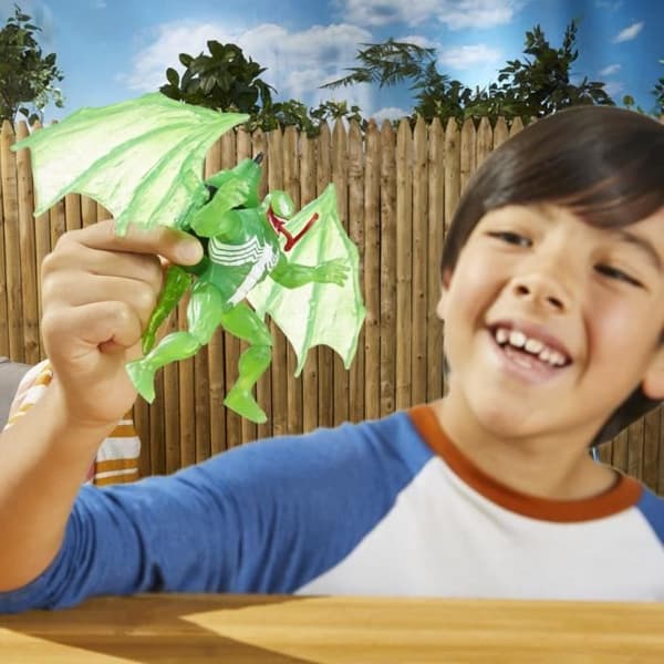 Green Symbiote Hydro-Wings Box Set, 10 cm figur med fordon, superhjälteleksak för barn från 4 år