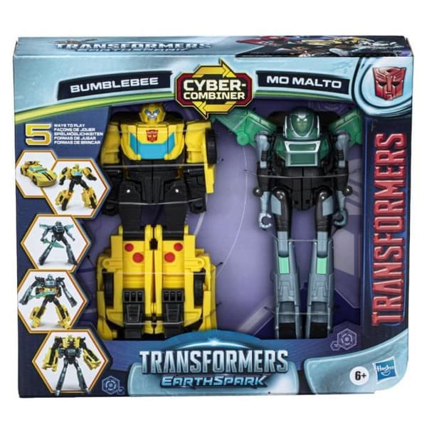 Cyber-Combiner Bumblebee- ja Mo Malto -hahmot, interaktiivisia leluja tytöille ja pojille, Transformers EarthSpark, ikä 6+